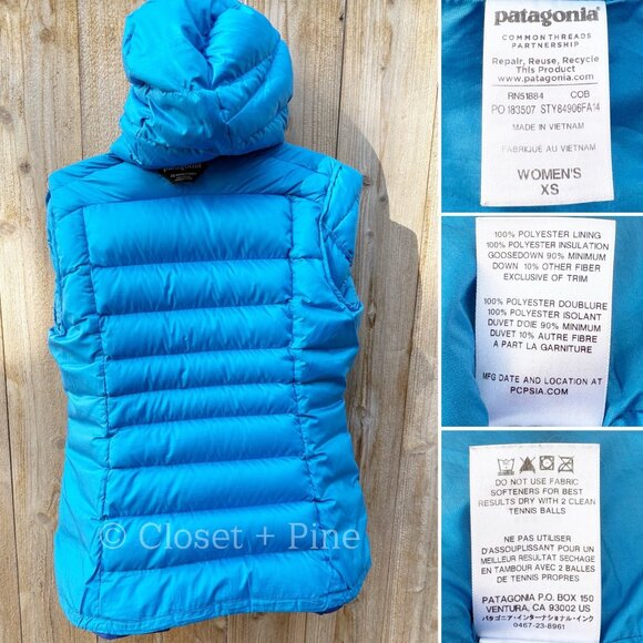 Patagonia Hi-Loft Down Hoody Jacket Cobalt‎ Blue Size XS Puffer Hooded 600 Fill - Picture 15 of 16